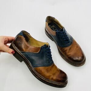 Frye 7 Saddle brown & navy leather Oxfords